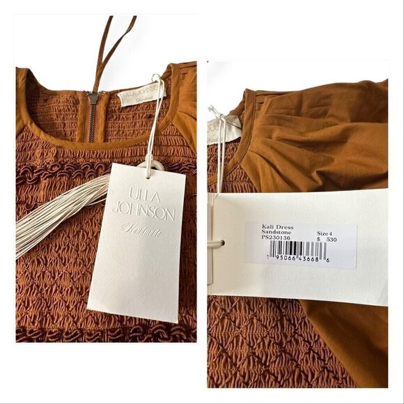 Ulla Johnson Kali Smock Bodice Cotton Bubble Dress,  Size 4,  New with tag - Picture 4 of 16